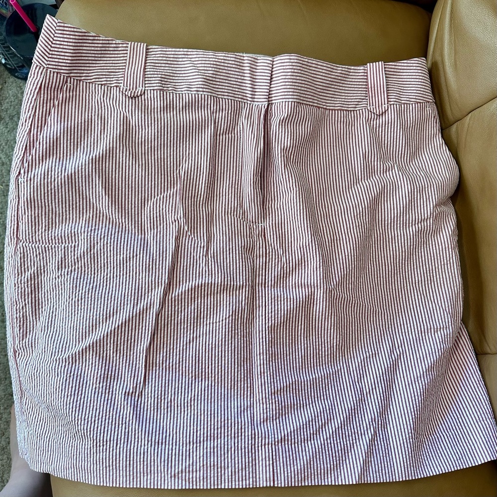 Ann Taylor Loft Cotton Seersucker Striped Red size 14 skirt